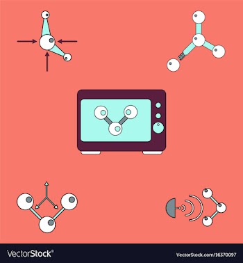 Collection of icons and molecules and atoms vector image