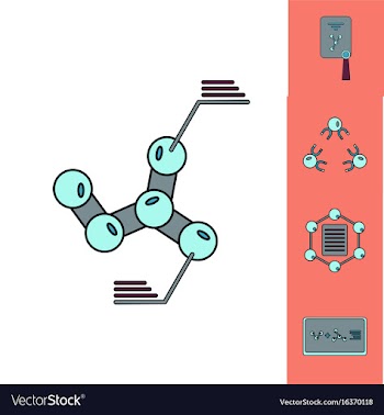 Collection of icons and molecules and atoms vector image
