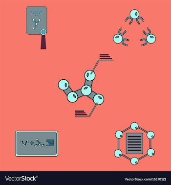 Collection of icons and molecules and atoms vector image