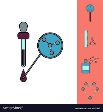 Collection of icons and molecules and atoms vector image