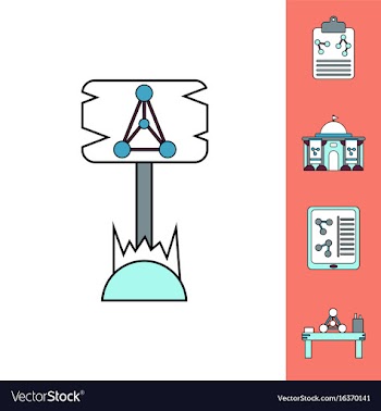 Collection of icons and molecules and atoms vector image