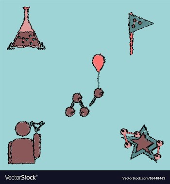Collection of icons and molecules and atoms vector image