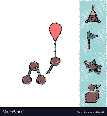 Collection of icons and molecules and atoms vector image