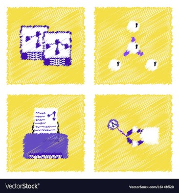 Collection of icons and molecules and atoms vector image