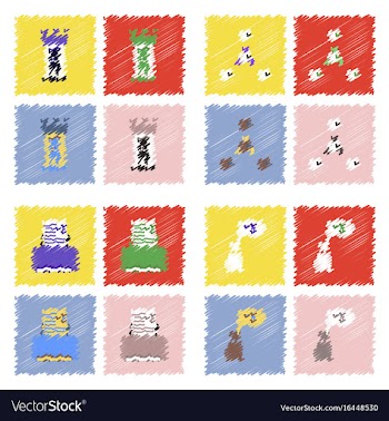 Collection of icons and molecules and atoms vector image