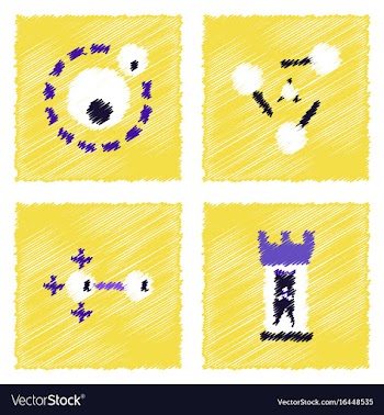Collection of icons and molecules and atoms vector image
