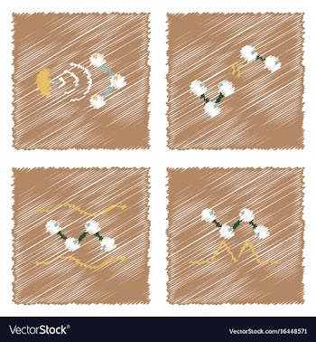 Collection of icons and molecules and atoms vector image