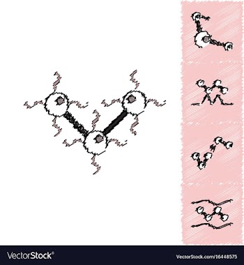 Collection of icons and molecules and atoms vector image