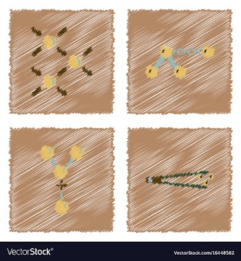 Collection of icons and molecules and atoms vector image