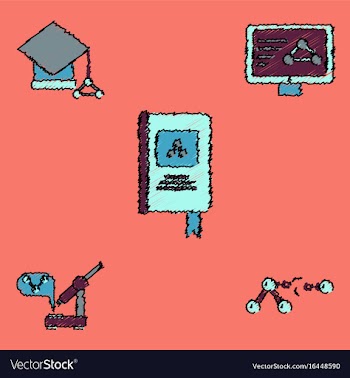 Collection of icons and molecules and atoms vector image