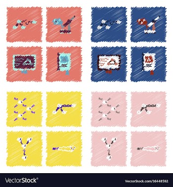 Collection of icons and molecules and atoms vector image