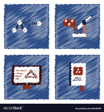 Collection of icons and molecules and atoms vector image