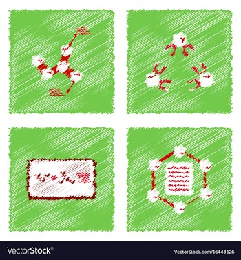 Collection of icons and molecules and atoms vector image