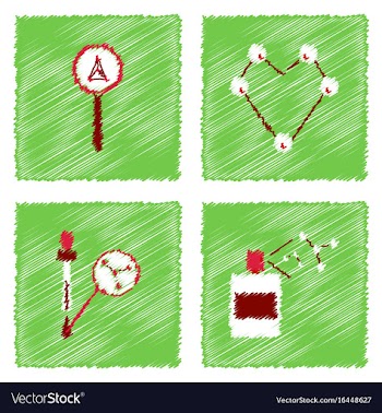 Collection of icons and molecules and atoms vector image