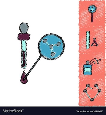 Collection of icons and molecules and atoms vector image