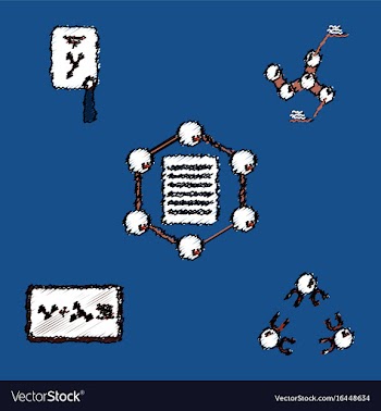 Collection of icons and molecules and atoms vector image