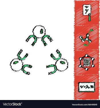 Collection of icons and molecules and atoms vector image