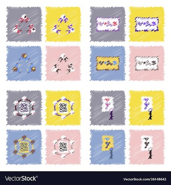 Collection of icons and molecules and atoms vector image