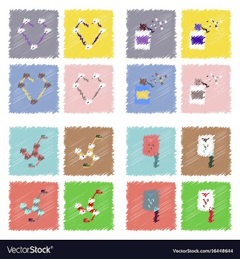 Collection of icons and molecules and atoms vector image