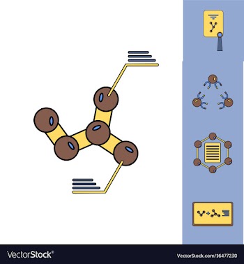 Collection of icons and molecules and atoms vector image
