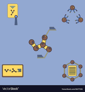 Collection of icons and molecules and atoms vector image