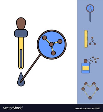 Collection of icons and molecules and atoms vector image