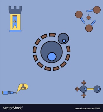 Collection of icons and molecules and atoms vector image