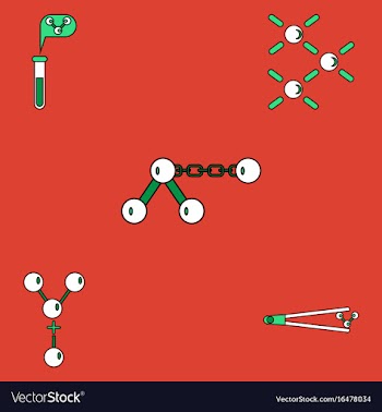 Collection of icons and molecules and atoms vector image