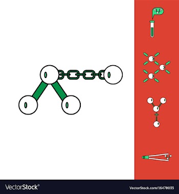Collection of icons and molecules and atoms vector image