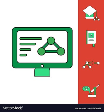 Collection of icons and molecules and atoms vector image