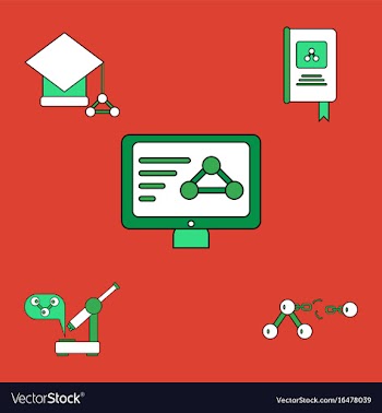 Collection of icons and molecules and atoms vector image