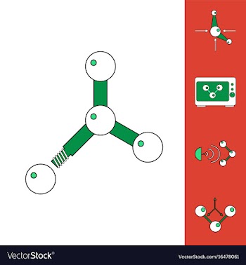 Collection of icons and molecules and atoms vector image