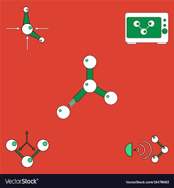 Collection of icons and molecules and atoms vector image
