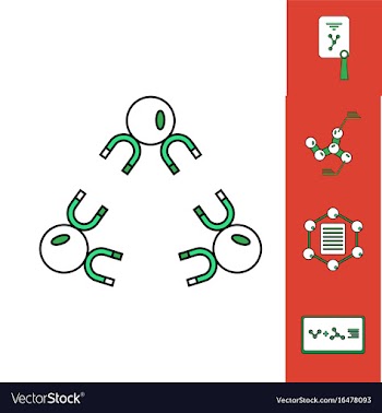 Collection of icons and molecules and atoms vector image