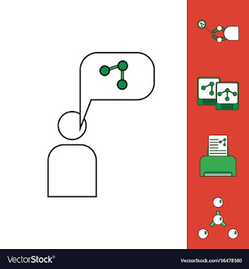 Collection of icons and molecules and atoms vector image