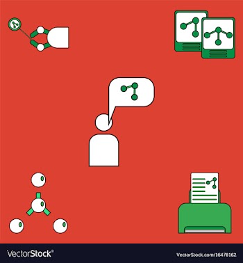 Collection of icons and molecules and atoms vector image