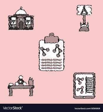 Collection of icons and molecules and atoms vector image