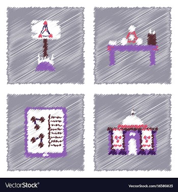 Collection of icons and molecules and atoms vector image