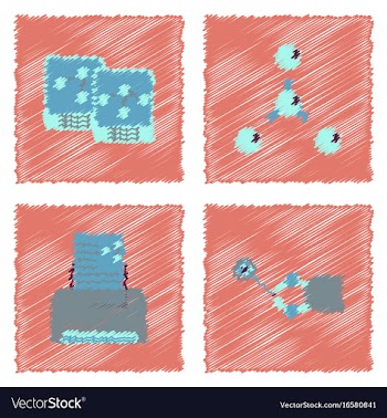 Collection of icons and molecules and atoms vector image
