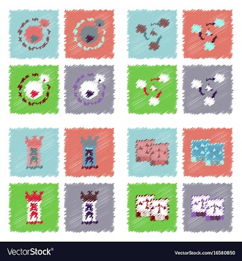 Collection of icons and molecules and atoms vector image