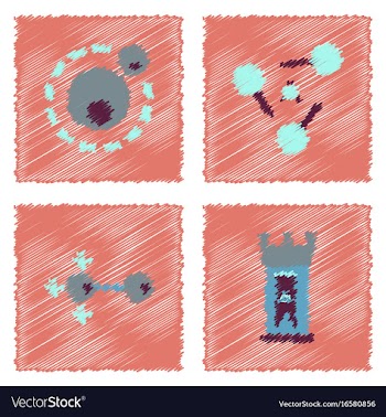Collection of icons and molecules and atoms vector image
