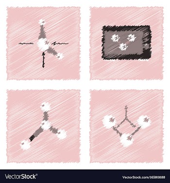 Collection of icons and molecules and atoms vector image