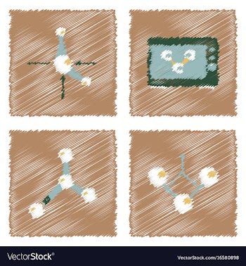Collection of icons and molecules and atoms vector image