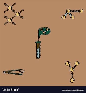 Collection of icons and molecules and atoms vector image