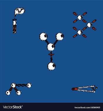 Collection of icons and molecules and atoms vector image