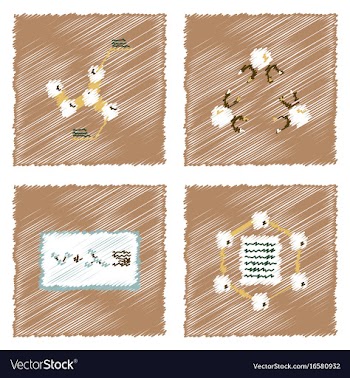 Collection of icons and molecules and atoms vector image