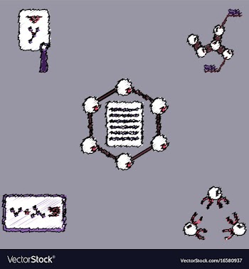 Collection of icons and molecules and atoms vector image