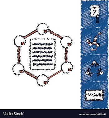 Collection of icons and molecules and atoms vector image