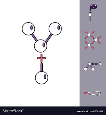 Collection of icons and molecules and atoms vector image