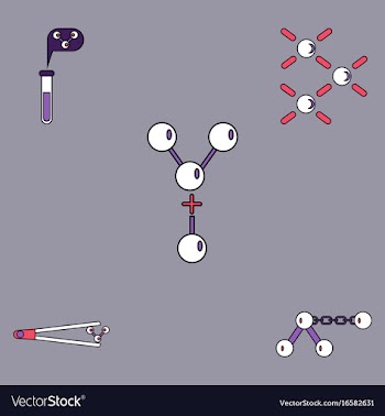 Collection of icons and molecules and atoms vector image